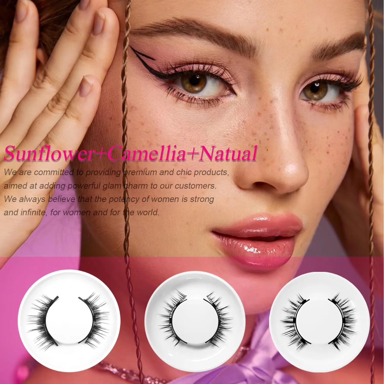 Magnetic Eyelashes with Applicator,Magnetic Eyelashes Natural Look, Ginani Magnet Lashes without Eyeliner