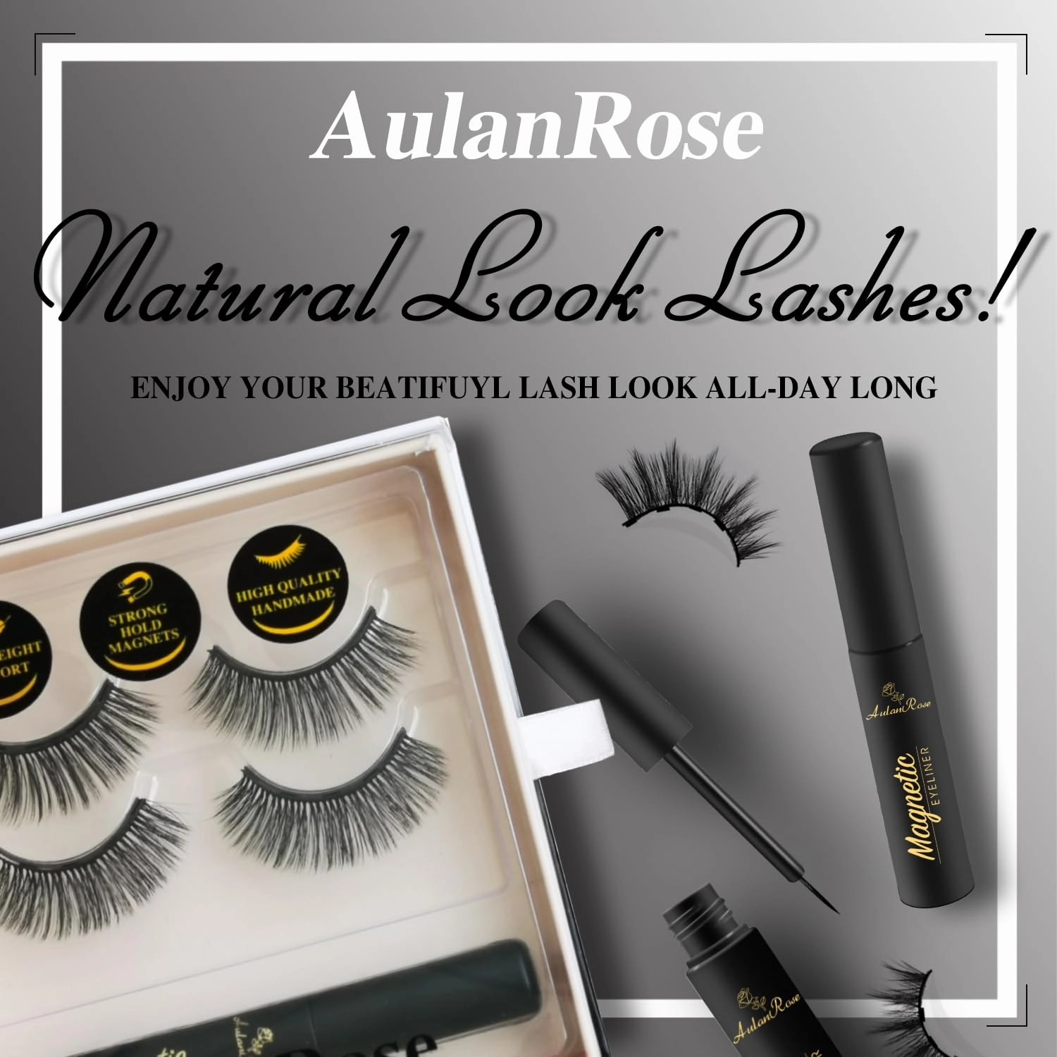 Magnetic Eyelashes,Magnetic Lashes Natural Looking with Eyeliner Kit, Reusable Fake Eye Lash, Cruelty-Free, Strongest Waterproof Liquid Liner