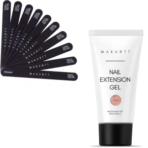 Makartt Nail File 100 180 Grit Emery Boards for Nails Bundle with Poly Nail Gel, 50ML Nude Nature Nail Extension Gel A Siesta All Season Gel Color