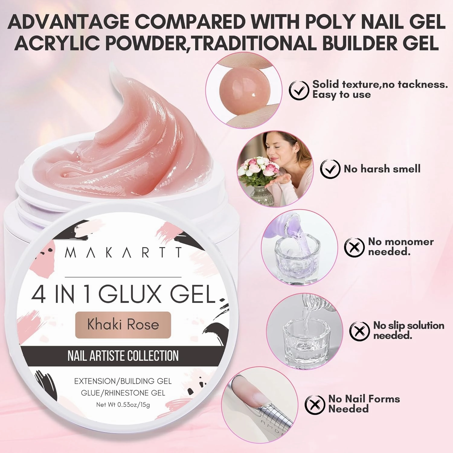 Makartt Solid Gel Builder for Nails Starter Kit: Clear Nude Pink 4 Colors for Extension 3D Sculpting Carving DIY Manicure, Molding Hard Gels with Silicone Flower Molds Sculpture Brush