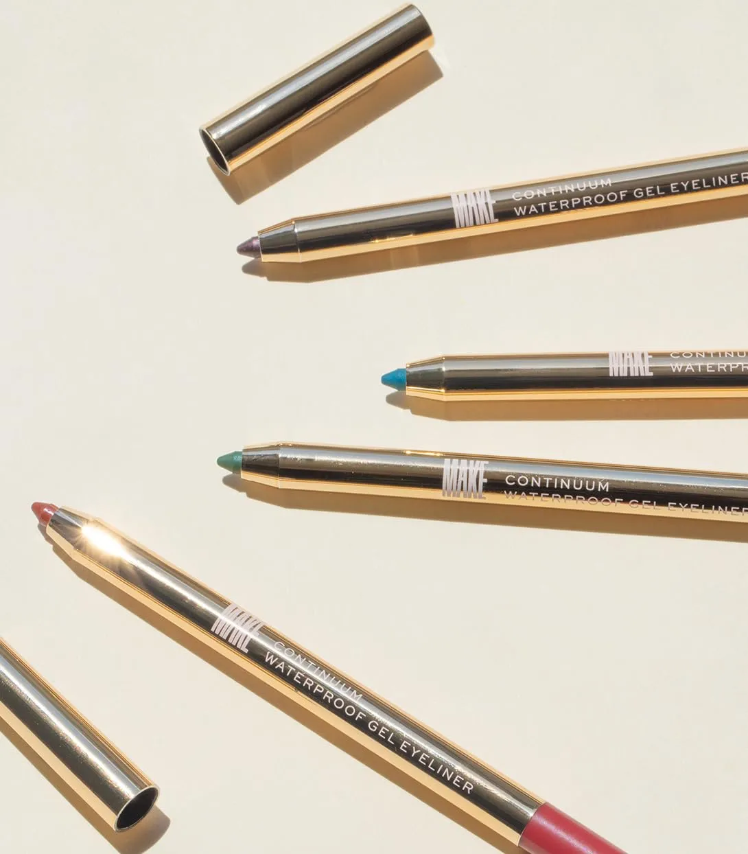 MAKE Beauty Continuum Waterproof Gel Eyeliner Pencil. Creamy, Pigmented Multi-Use, including Waterline with Built-in Sharpener and Blending Brush. Smudge-Proof Makeup. Shade - Halo, Taupe