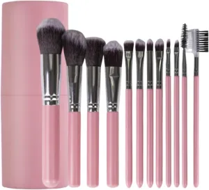 Make Up Brushes Set 12-Piece Makeup Brush Set with Box Suitable for Foundation Eyeshadow Contour Brush Set Makeup Tools Set(Pink)