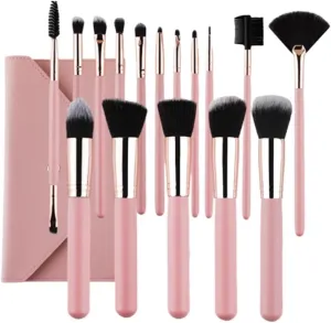 Make Up Brushes Set Makeup Brush Pink Wooden Handle, Face Contour Eyeshadow Concealer Makeup Brush Tool Makeup Tools Set(Pink-Brush Pack)