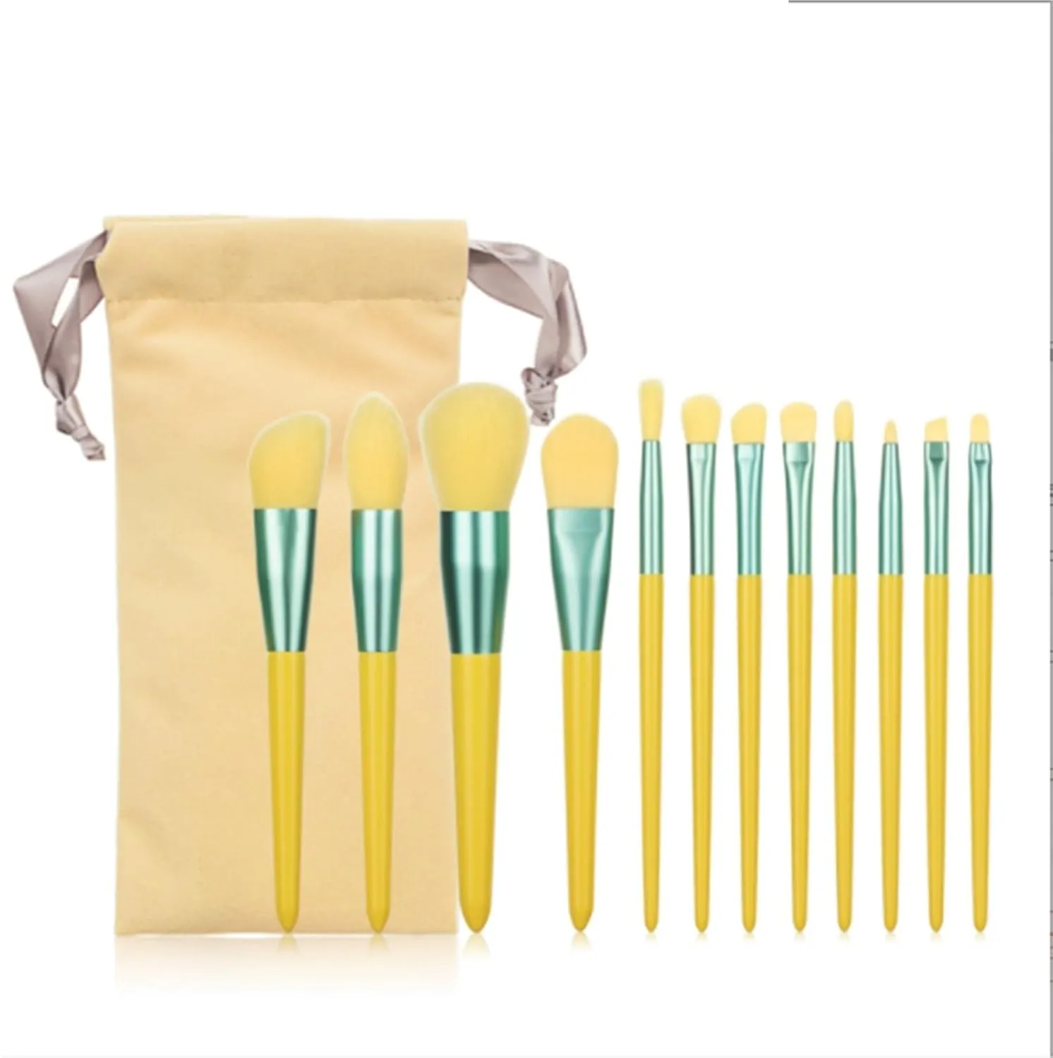 Make Up Brushes Set Makeup Brush Set 12 Pieces For Contour Blush Concealer Eyeshadow Makeup Brush Makeup Tools Set(Yellow-Brush Pack)