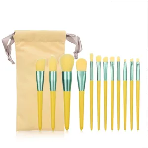 Make Up Brushes Set Makeup Brush Set 12 Pieces For Contour Blush Concealer Eyeshadow Makeup Brush Makeup Tools Set(Yellow-Brush Pack)