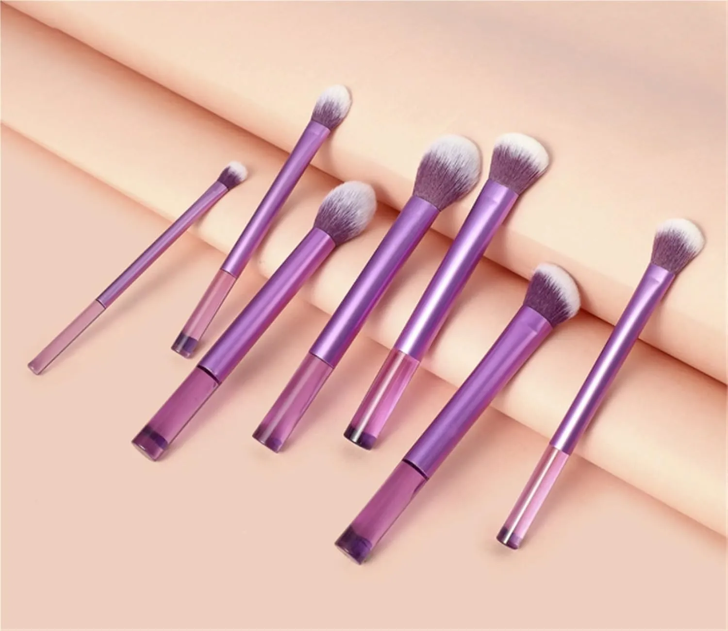 Make Up Brushes Set Makeup Brush Set 8 Pieces Bottom Transparent Handle Makeup Brushes for Contour Eyeshadow Makeup Tools Set(Pink)