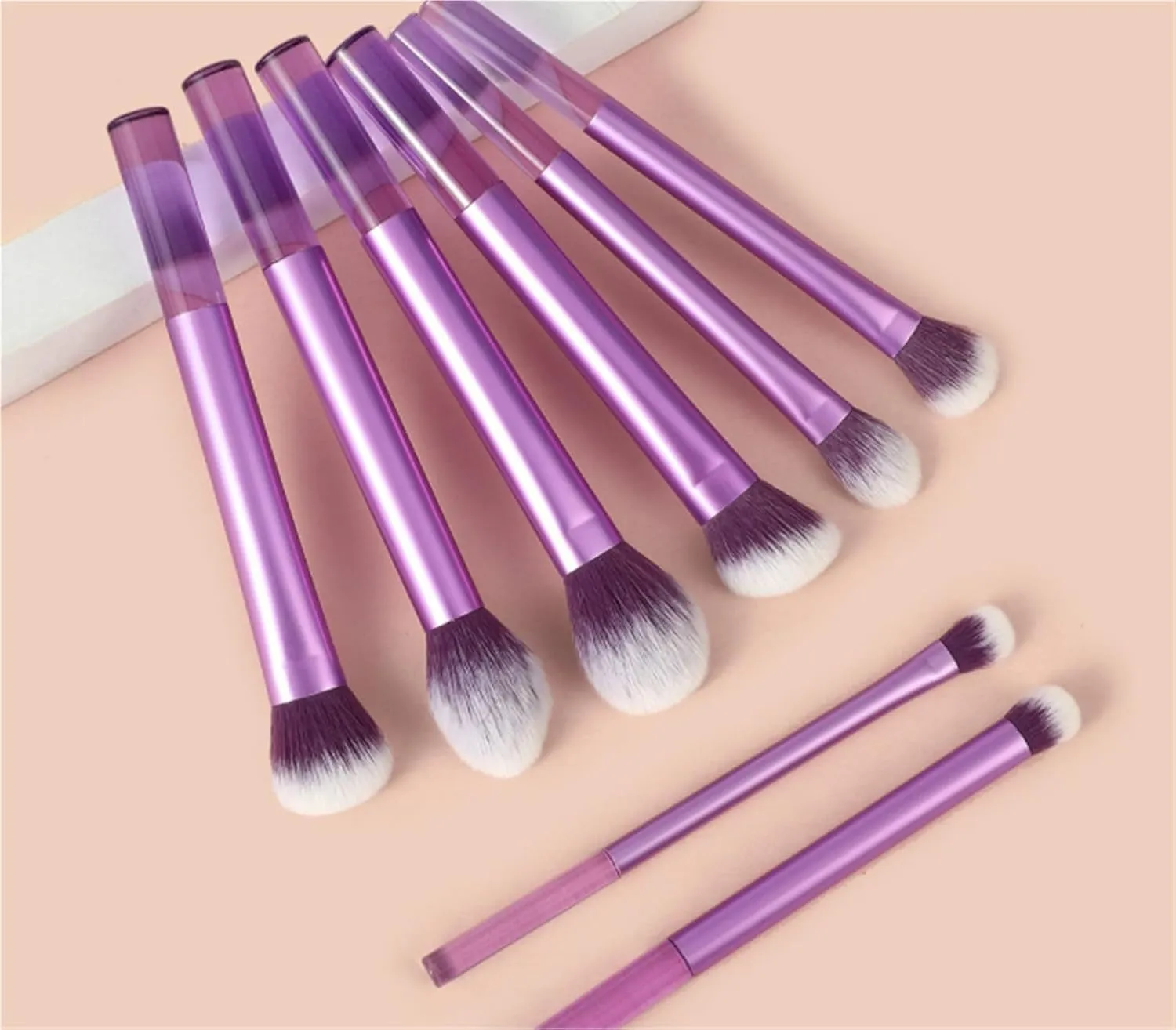 Make Up Brushes Set Makeup Brush Set 8 Pieces Bottom Transparent Handle Makeup Brushes for Contour Eyeshadow Makeup Tools Set(Pink)