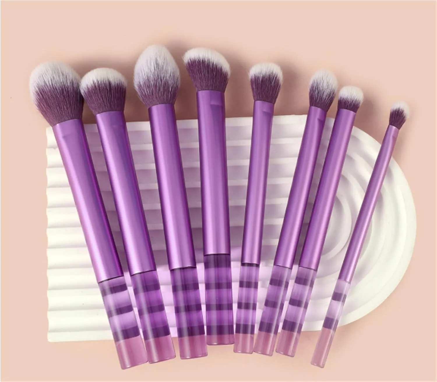 Make Up Brushes Set Makeup Brush Set 8 Pieces Bottom Transparent Handle Makeup Brushes for Contour Eyeshadow Makeup Tools Set(Pink)