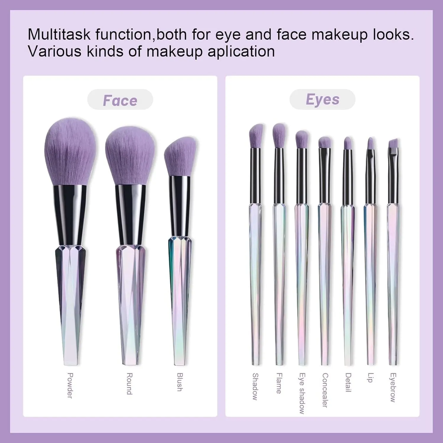 Make Up Brushes Set Makeup Brushes 10 Pack Synthetic Bristles for Face Contour Blush Eyeshadow Brush Makeup Tools Set