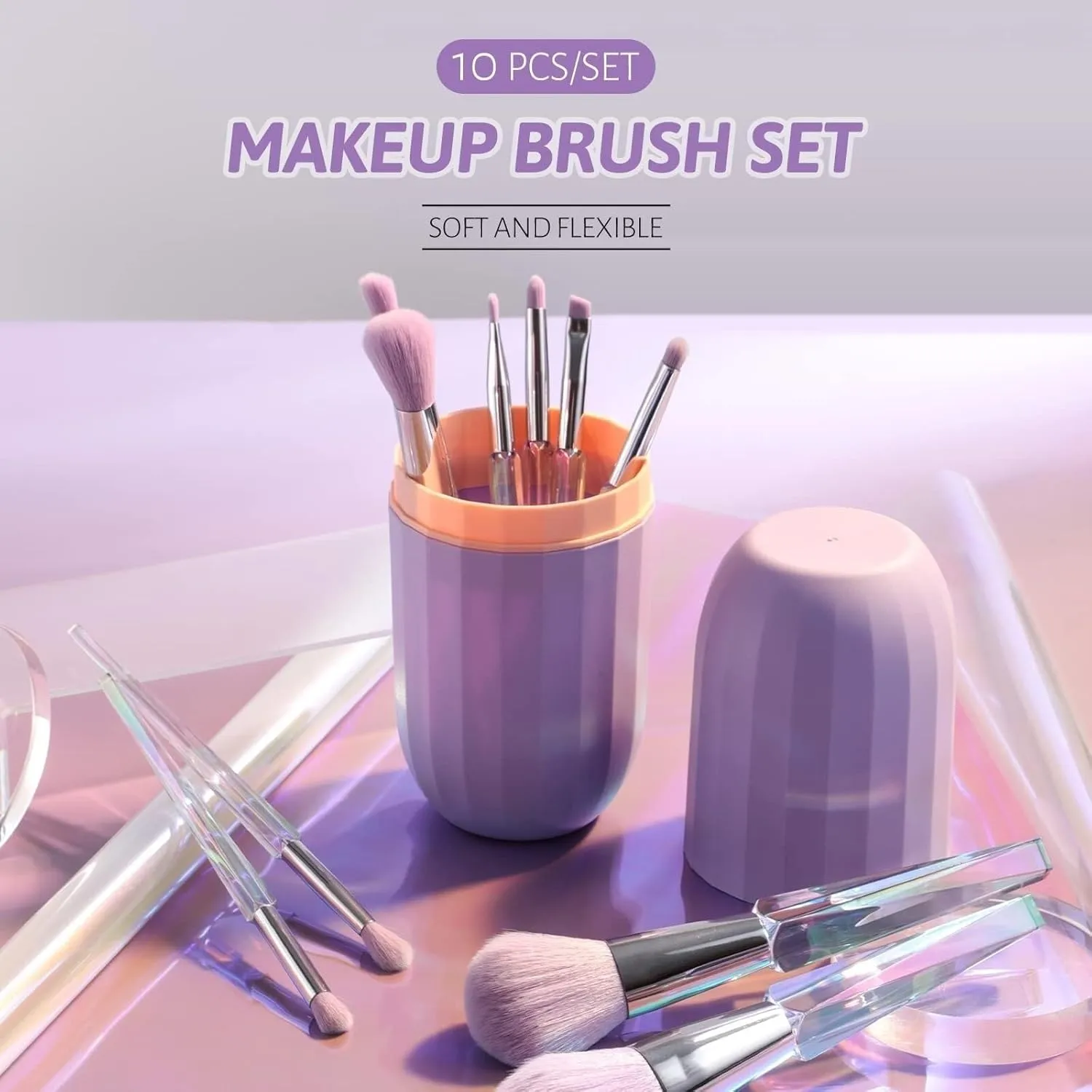 Make Up Brushes Set Makeup Brushes 10 Pack Synthetic Bristles for Face Contour Blush Eyeshadow Brush Makeup Tools Set