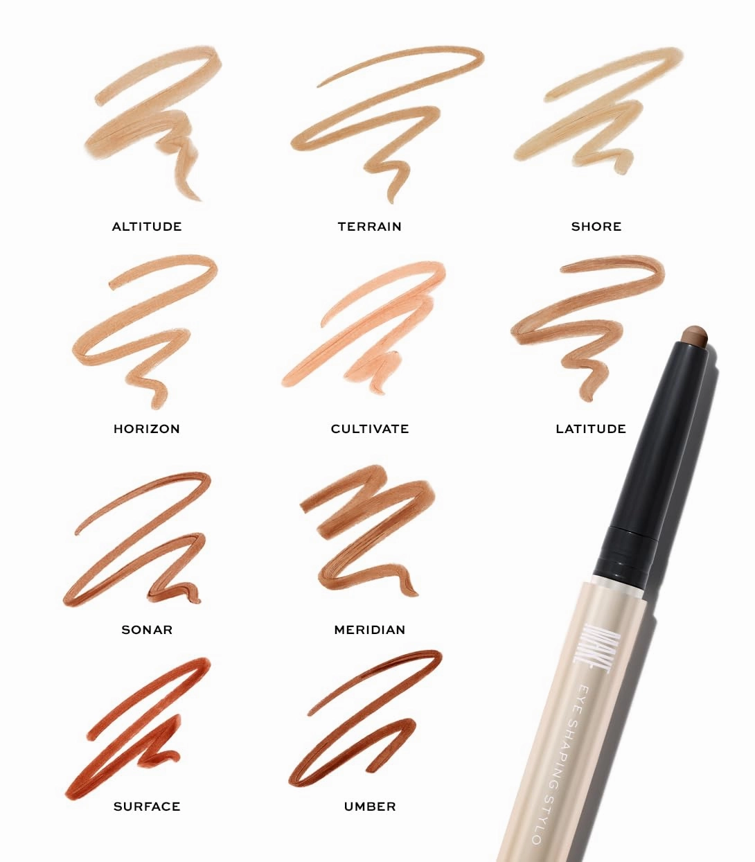 MAKE Beauty Eye Shaping Stylo - Cream Eyeshadow Stick. 4-in-1 Shape, Define, Contour, and Shade Eye Shadow for Versatile Makeup Looks. Long-Lasting Creamy Formula. Shade - Terrain