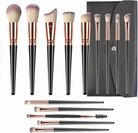 Make Up Brushes Set Makeup Brush Set 14-Piece Eye and Face Makeup Brushes with Synthetic Bristles Makeup Tools Set(Black Brush Pack)