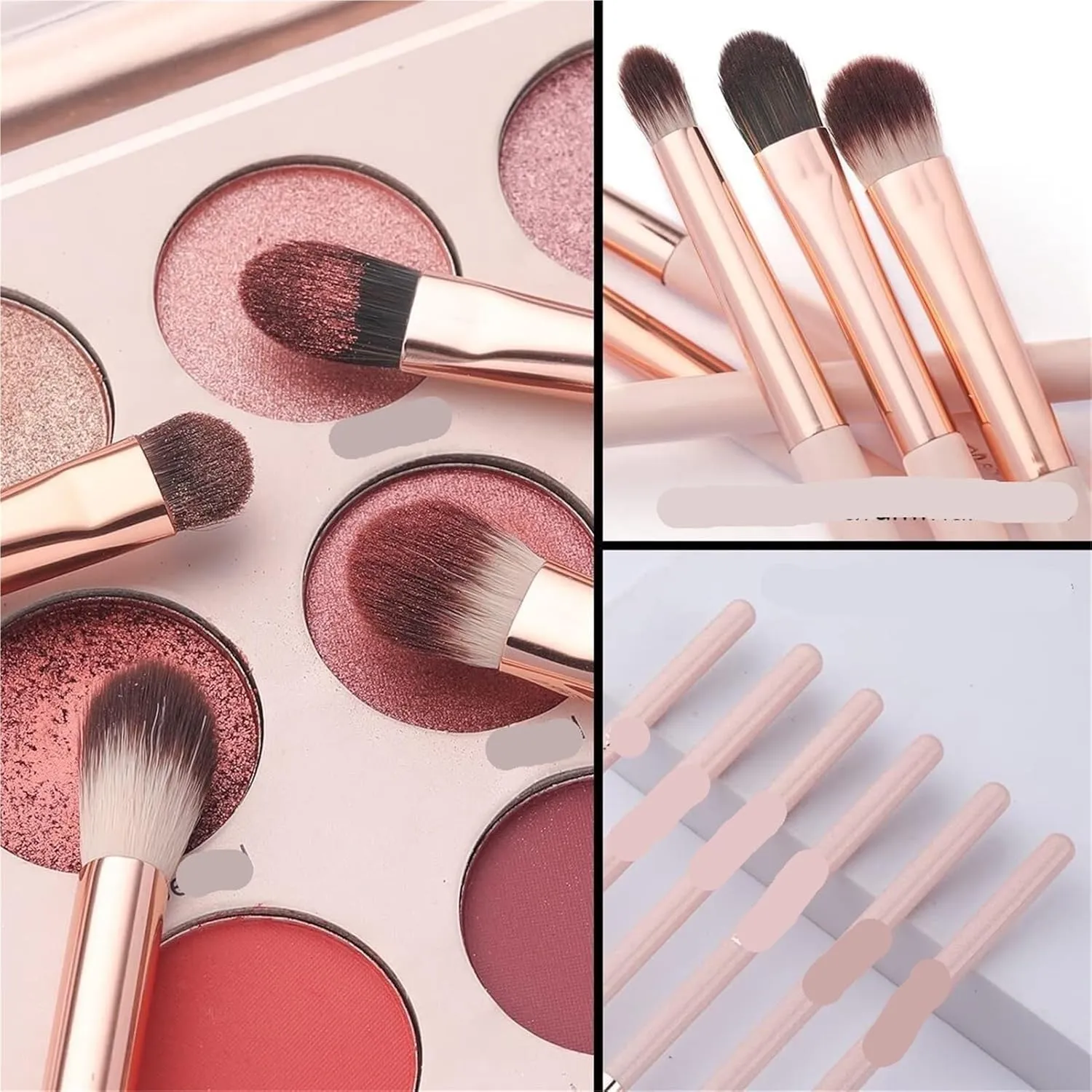 Makeup Brush Set 6 Pcs Professional Blending Eyeshadow Makeup Brushes Concealer Eyebrows Eyeliner, Soft Hairs Wood Handle Quality Makeup Tool(Black Rose Gold)
