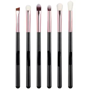 Makeup Brush Set 6 Pcs Professional Blending Eyeshadow Makeup Brushes Concealer Eyebrows Eyeliner, Soft Hairs Wood Handle Quality Makeup Tool(Black Rose Gold)