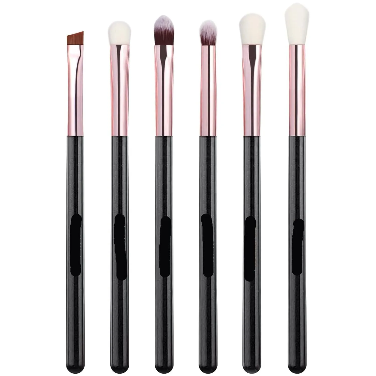 Makeup Brush Set 6 Pcs Professional Blending Eyeshadow Makeup Brushes Concealer Eyebrows Eyeliner, Soft Hairs Wood Handle Quality Makeup Tool(Black Rose Gold)