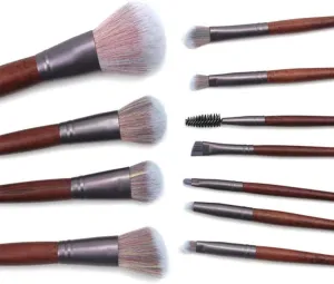 Makeup Brush Sets - 11PCS Wood Handle Soft Synthetic Fiber Hair Powder Blush Liquid Eyeliner Eyeshadow Lip Eyebrow Brush