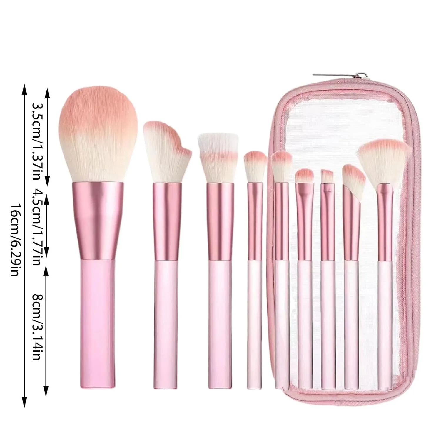 Makeup Brushes with Storage Case, 9 Pcs Professional Synthetic Flat Foundation Brush,Powder Blending Eyeshadow Contour Concealer Eyeliner Brush Set,Gifts for Mom
