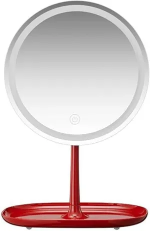 Makeup Mirror LED Desktop with Light Rechargeable Smart High-Definition Daylight Mirror Portable Rechargeable Vanity Mirror Red 8.436.512.95 Inches