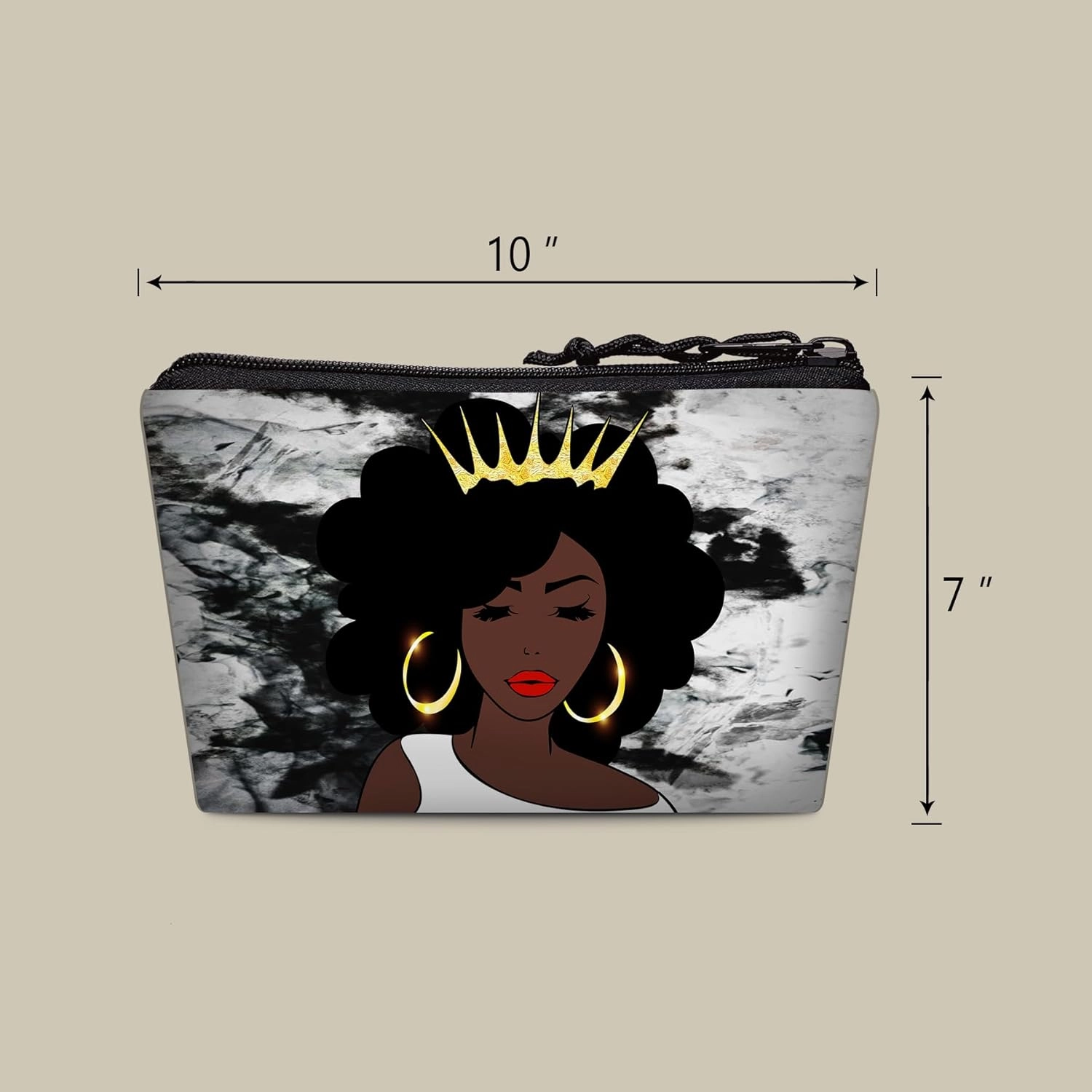 Makeup Bag Cosmetic Bag 2 Pieces for Women Travel Toiletry Bag Large Capacity Accessories Organizer Sassy Black Queen African American Ladies Gifts