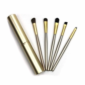 Makeup brush 5pcs Travel Portable Mini Eye Makeup Brushes Set Smudge Eyeshadow Eyeliner Eyebrow Brush Lip Make Up Brush Kit Professional (Color : Pink), Gold