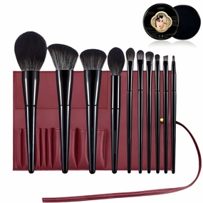 Makeup Brush Set 10pcs Professional Makeup Brush Set,Face and Eye Brush Set Premium Synthetic Powder Foundation Contour Blush Concealer Eye Shadow Blending Liner Make Up Brush Kit (Black)