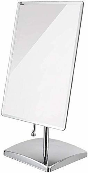 Makeup Mirror Makeup Mirror, Multi- Angle Rotating Vanity Mirror, Free Standing Vanity Makeup Mirror for Bathroom- Square (Color : White), Silver
