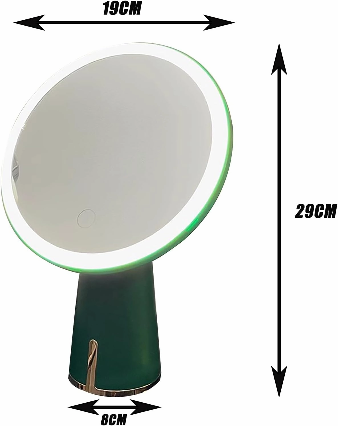 Makeup Mirror Touch Screen Light up Mirror with LED Brightness USB Rechargeable Mirror with High Definition Portable Tabletop Adjustable 90° Rotating for Bathroom or Bedroom(Green)