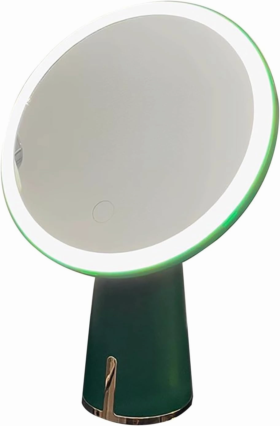 Makeup Mirror Touch Screen Light up Mirror with LED Brightness USB Rechargeable Mirror with High Definition Portable Tabletop Adjustable 90° Rotating for Bathroom or Bedroom(Green)