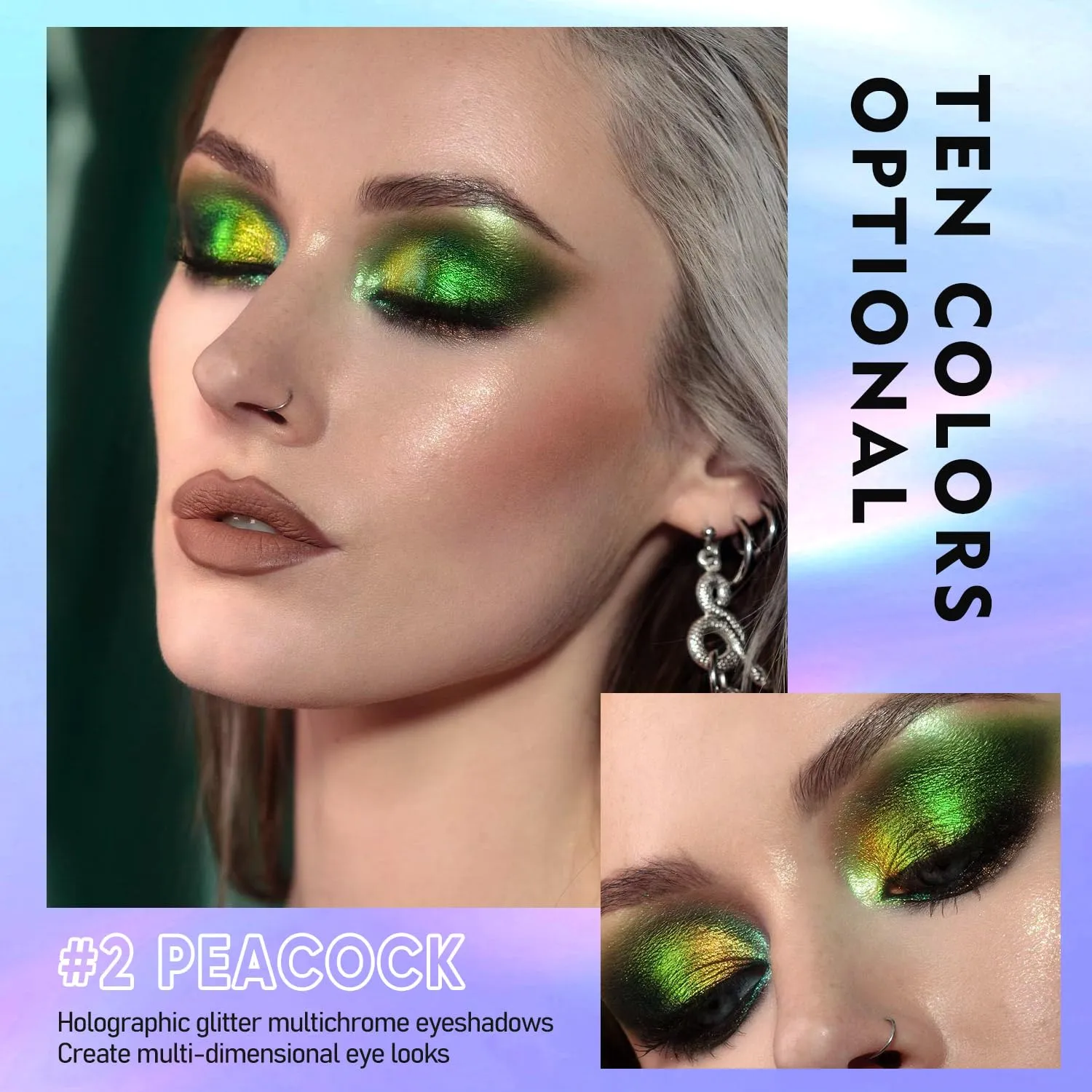 MAKI YIKA 3Pc Glitter Eyeshadow Liquid Multichrome Eyeshadows Long Lasting, Metallic Chameleon Eye Shadow Smudgeproof Holographic Eye Topper Glitters (#1 2 6)