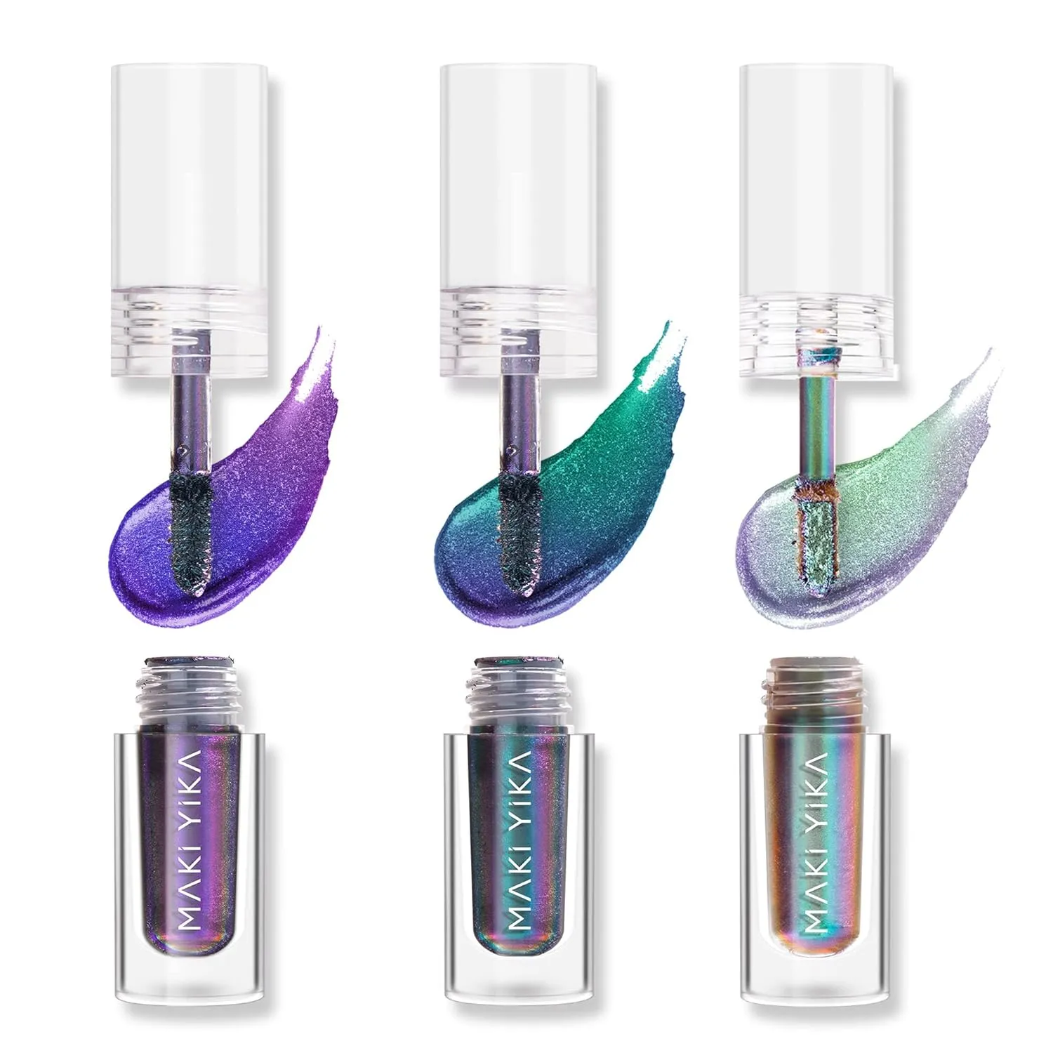 MAKI YIKA 3Pc Glitter Eyeshadow Liquid Multichrome Eyeshadows Long Lasting, Metallic Chameleon Eye Shadow Smudgeproof Holographic Eye Topper Glitters (#1 3 6)