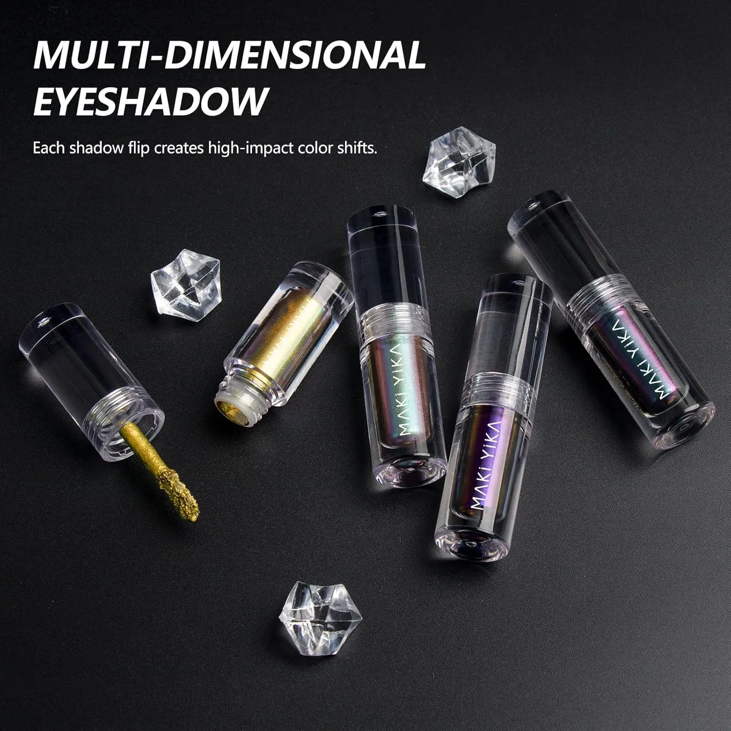 MAKI YIKA 3Pc Glitter Eyeshadow Liquid Multichrome Eyeshadows Long Lasting, Metallic Chameleon Eye Shadow Smudgeproof Holographic Eye Topper Glitters (#1 3 6)