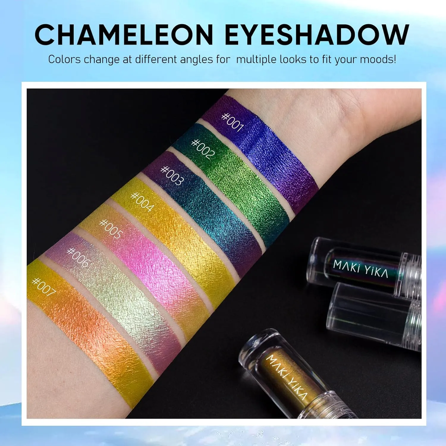 MAKI YIKA 3Pc Glitter Eyeshadow Liquid Multichrome Eyeshadows Long Lasting, Metallic Chameleon Eye Shadow Smudgeproof Holographic Eye Topper Glitters (#1 3 6)