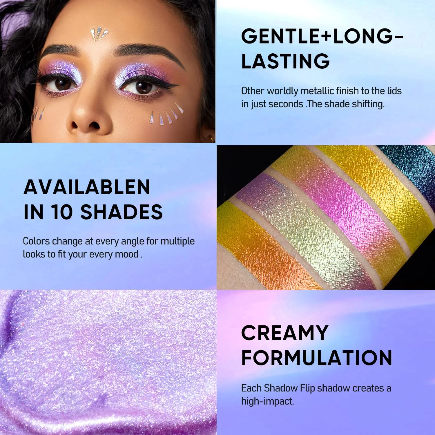 MAKI YIKA 3Pc Glitter Eyeshadow Liquid Multichrome Eyeshadows Long Lasting, Metallic Chameleon Eye Shadow Smudgeproof Holographic Eye Topper Glitters (#1 6 7)