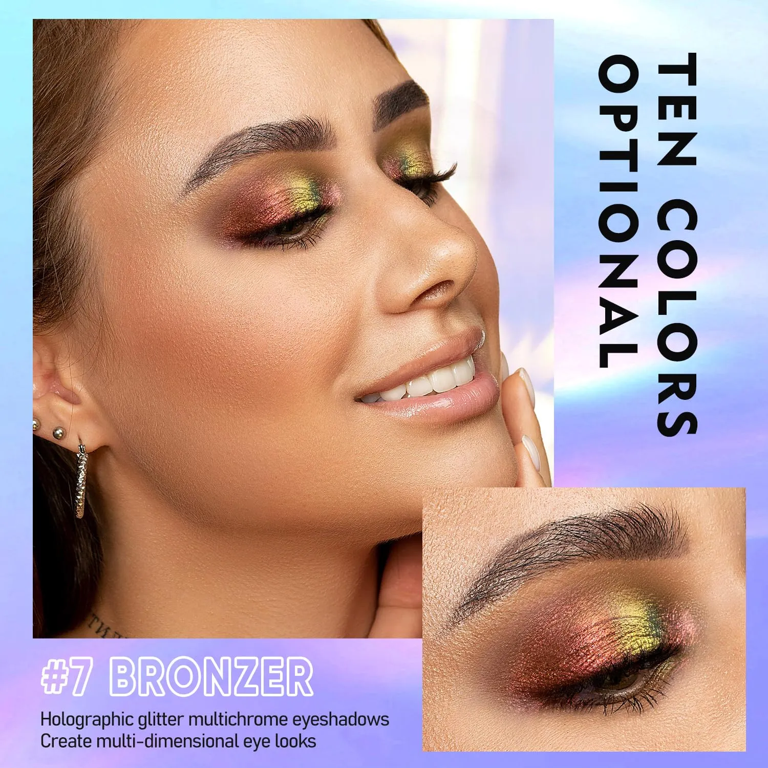 MAKI YIKA 3Pc Glitter Eyeshadow Liquid Multichrome Eyeshadows Long Lasting, Metallic Chameleon Eye Shadow Smudgeproof Holographic Eye Topper Glitters (#1 6 7)