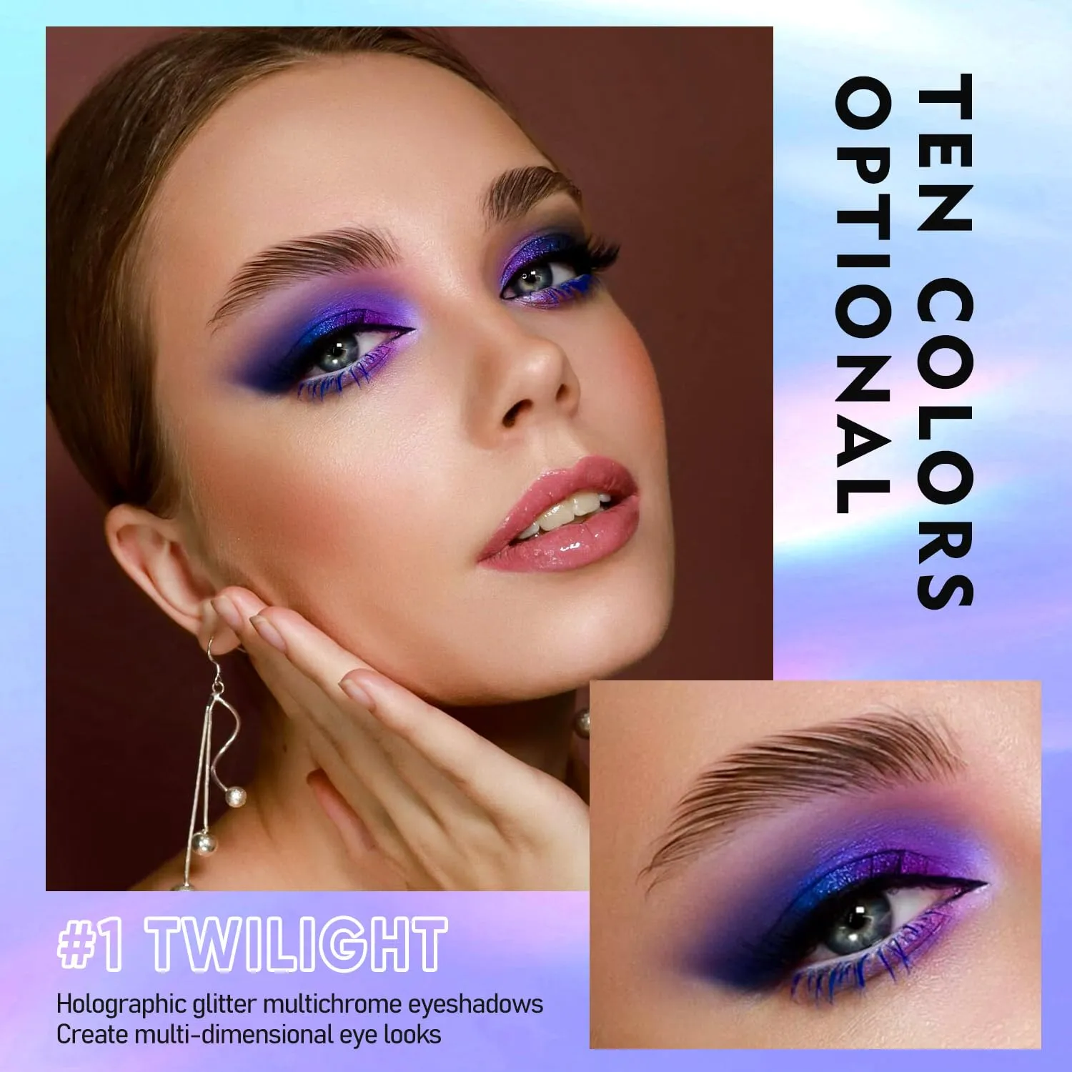 MAKI YIKA 3Pc Glitter Eyeshadow Liquid Multichrome Eyeshadows Long Lasting, Metallic Chameleon Eye Shadow Smudgeproof Holographic Eye Topper Glitters (#1 6 7)