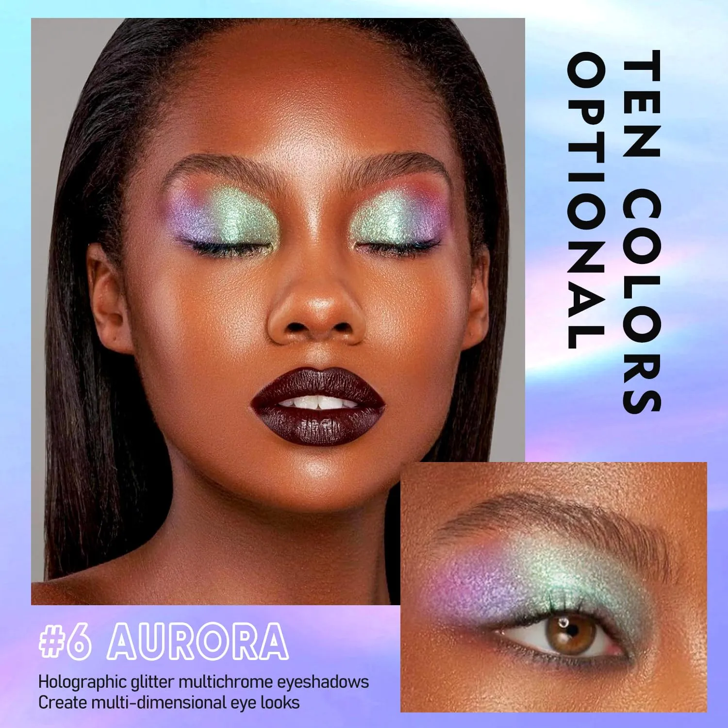 MAKI YIKA 3Pc Glitter Eyeshadow Liquid Multichrome Eyeshadows Long Lasting, Metallic Chameleon Eye Shadow Smudgeproof Holographic Eye Topper Glitters (#1 6 7)