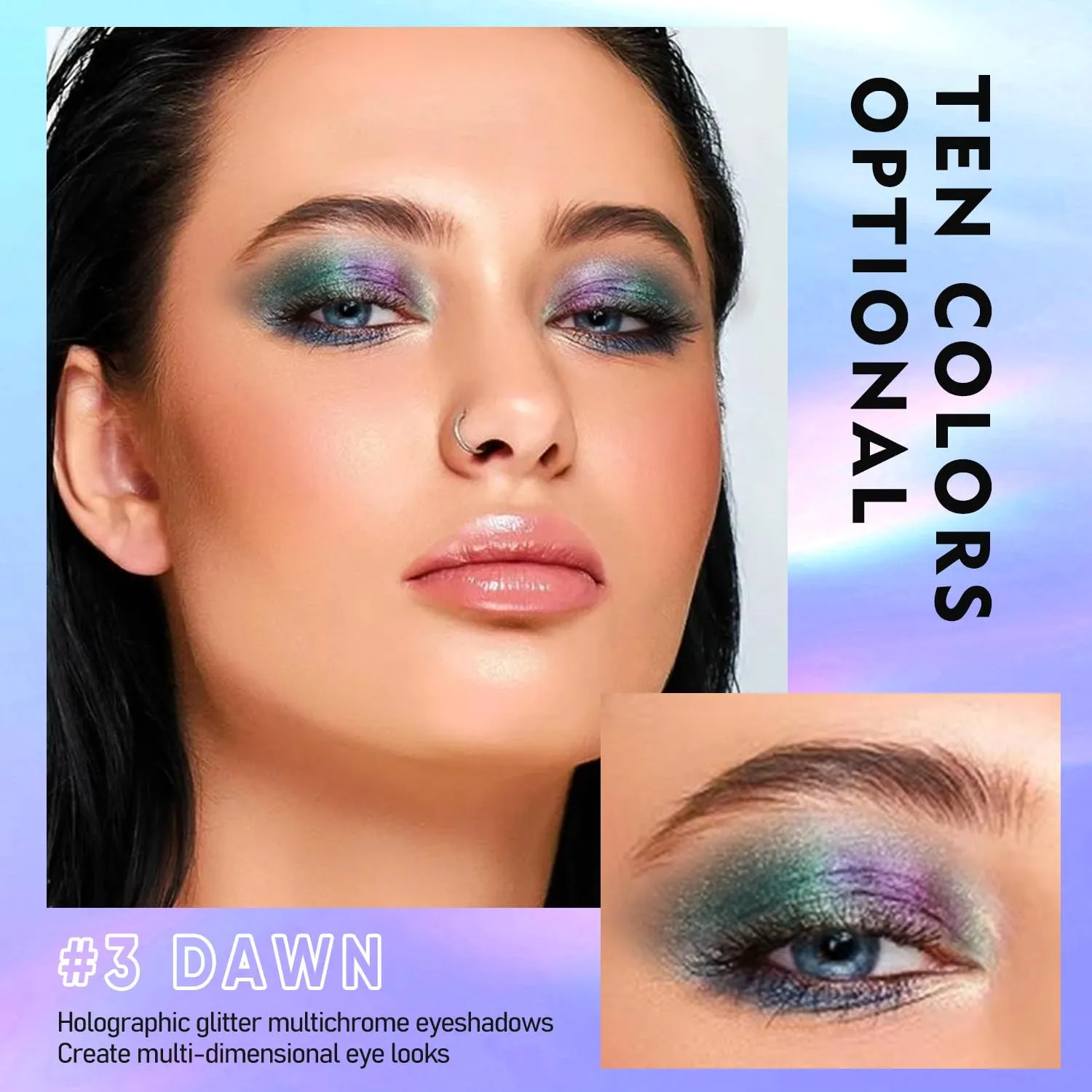MAKI YIKA 5Pc Glitter Eyeshadow Liquid Multichrome Eyeshadows Long Lasting, Metallic Chameleon Eye Shadow Smudgeproof Holographic Eye Topper Glitters (#1 3 5 6 7)