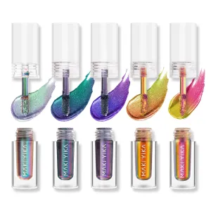MAKI YIKA 5Pc Glitter Eyeshadow Liquid Multichrome Eyeshadows Long Lasting, Metallic Chameleon Eye Shadow Smudgeproof Holographic Eye Topper Glitters (#1 3 5 6 7)