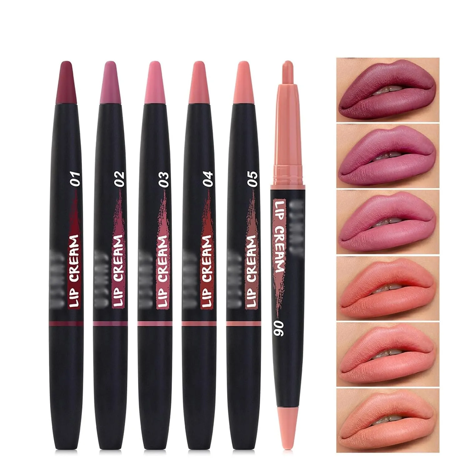 Matte Lip Liner Pencil, Matte Crayon Lipstick, Nude Purple Mauve Pink Lip Crayon Sticks, Smudge-proof, Water-Resistant Non-Drying Lipcolor, Long-Lasting Creamy Lipstick Makeup