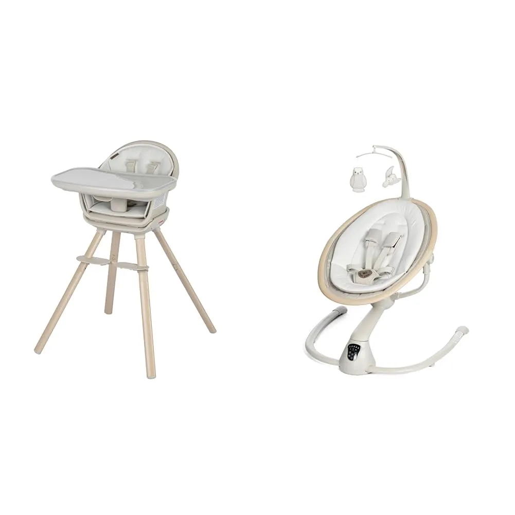 Maxi-Cosi Moa 8-in-1 Highchair & Cassia Swing, Classic Oat