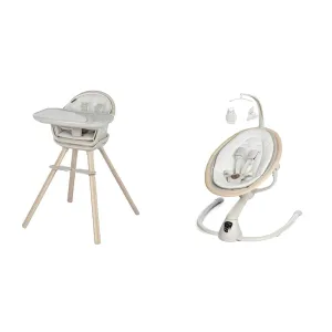 Maxi-Cosi Moa 8-in-1 Highchair & Cassia Swing, Classic Oat