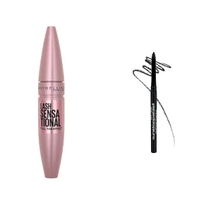 Maybelline Lash Sensational Mascara 1 Count and Unstoppable Mechanical Eyeliner 1 Count Bundle