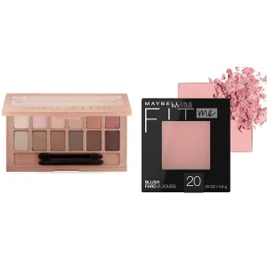 MAYBELLINE The Blushed Nudes Eyeshadow Palette Makeup & Fit Me Powder Blush, Lightweight, Smooth, Blendable, Long-lasting All-Day Face Enhancing Makeup Color, Mauve, 1 Count