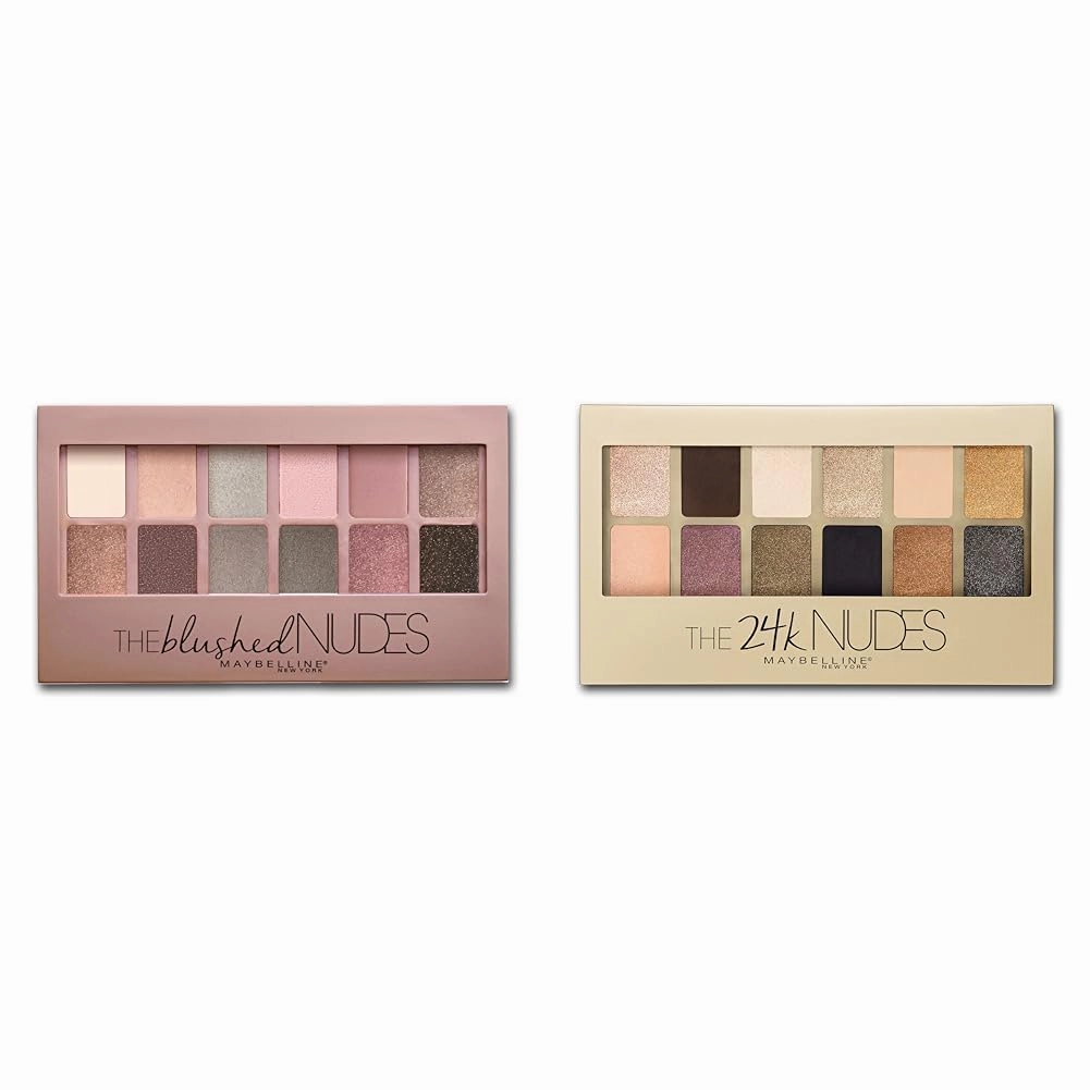 MAYBELLINE 12-Shade Blushed Nudes & 24K Gold Nudes Eyeshadow Palettes Bundle
