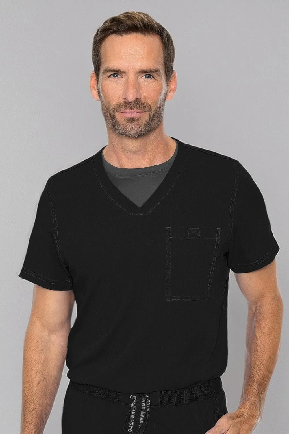 Med Couture Men's Scrub Top Cadence 2-Way Stretch Technology with Ultra Soft Fabric & One Chest Pocket - MC7478