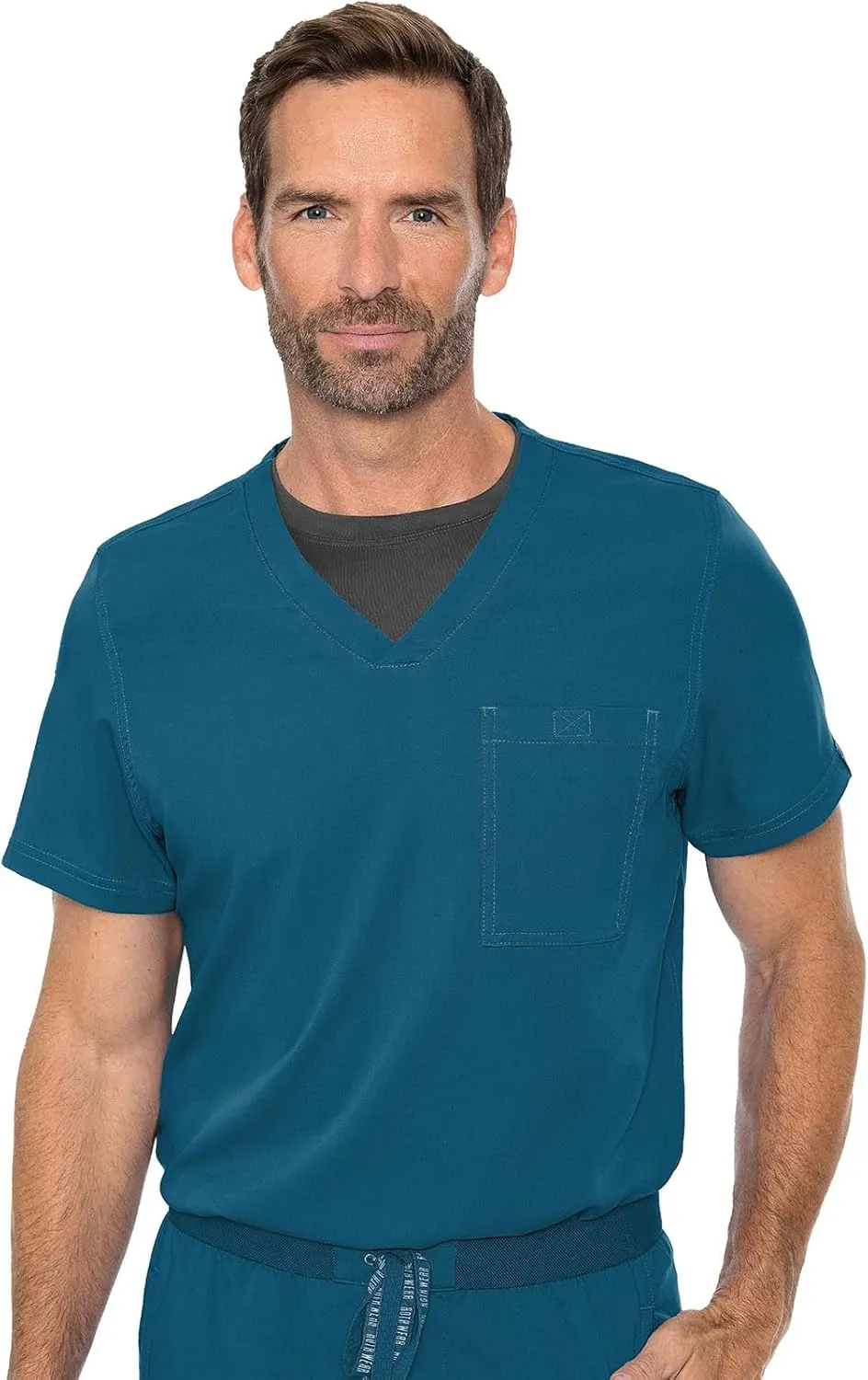 Med Couture Men's Scrub Top Cadence 2-Way Stretch Technology with Ultra Soft Fabric & One Chest Pocket - MC7478