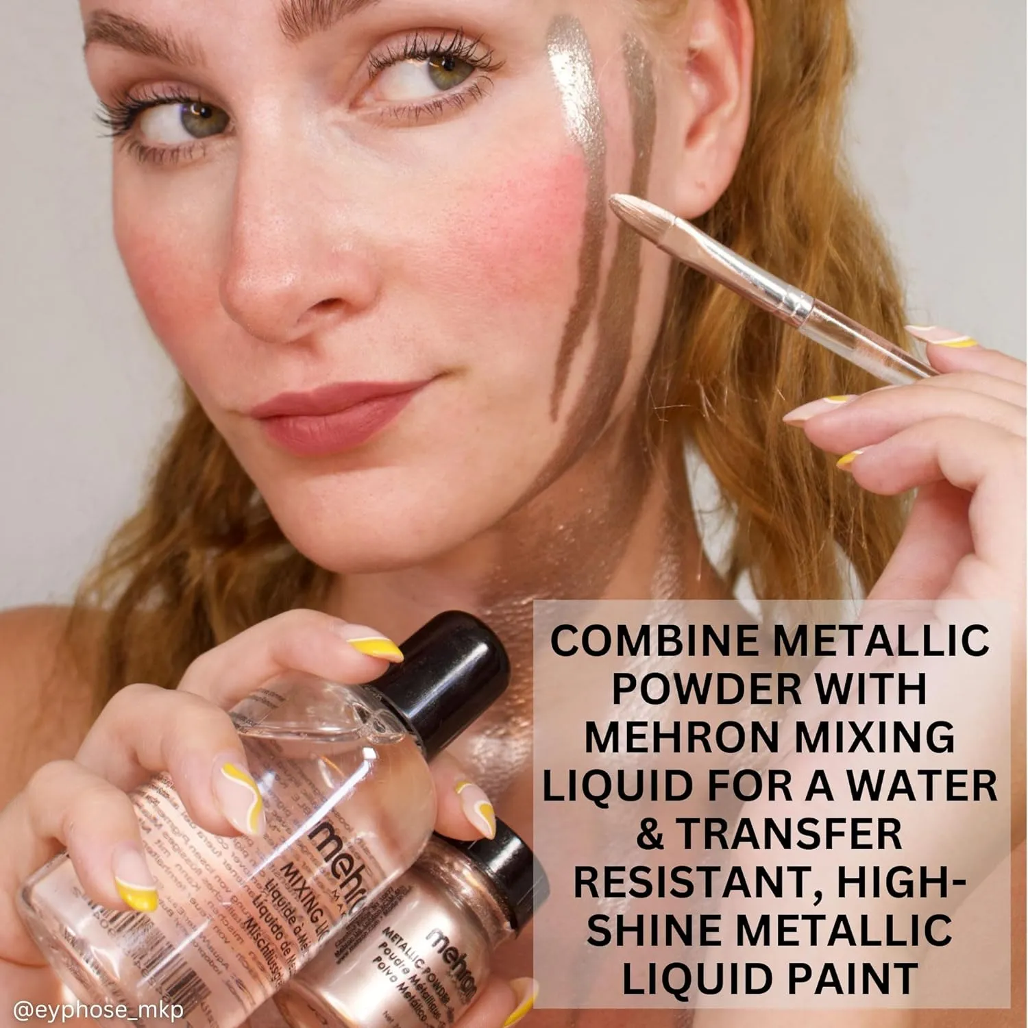 Mehron Makeup Metallic Powder | Metallic Chrome Powder Pigment for Face & Body Paint, Eyeshadow, and Eyeliner .75 oz (21 g) (Bronze)