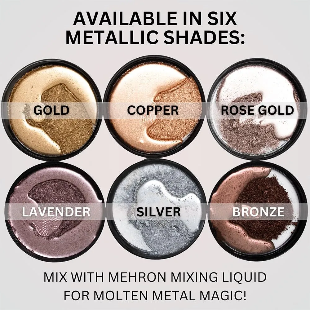 Mehron Makeup Metallic Powder | Metallic Chrome Powder Pigment for Face & Body Paint, Eyeshadow, and Eyeliner .75 oz (21 g) (Bronze)