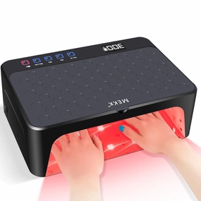 MEKK UV LED Nail Lamp - Luxury Cordless UV Light for Gel Nails with Red Light Skincare,4 2 Timer Modes,Two-Hand Design,Professional Nail Lamp for Salon & Home-Black