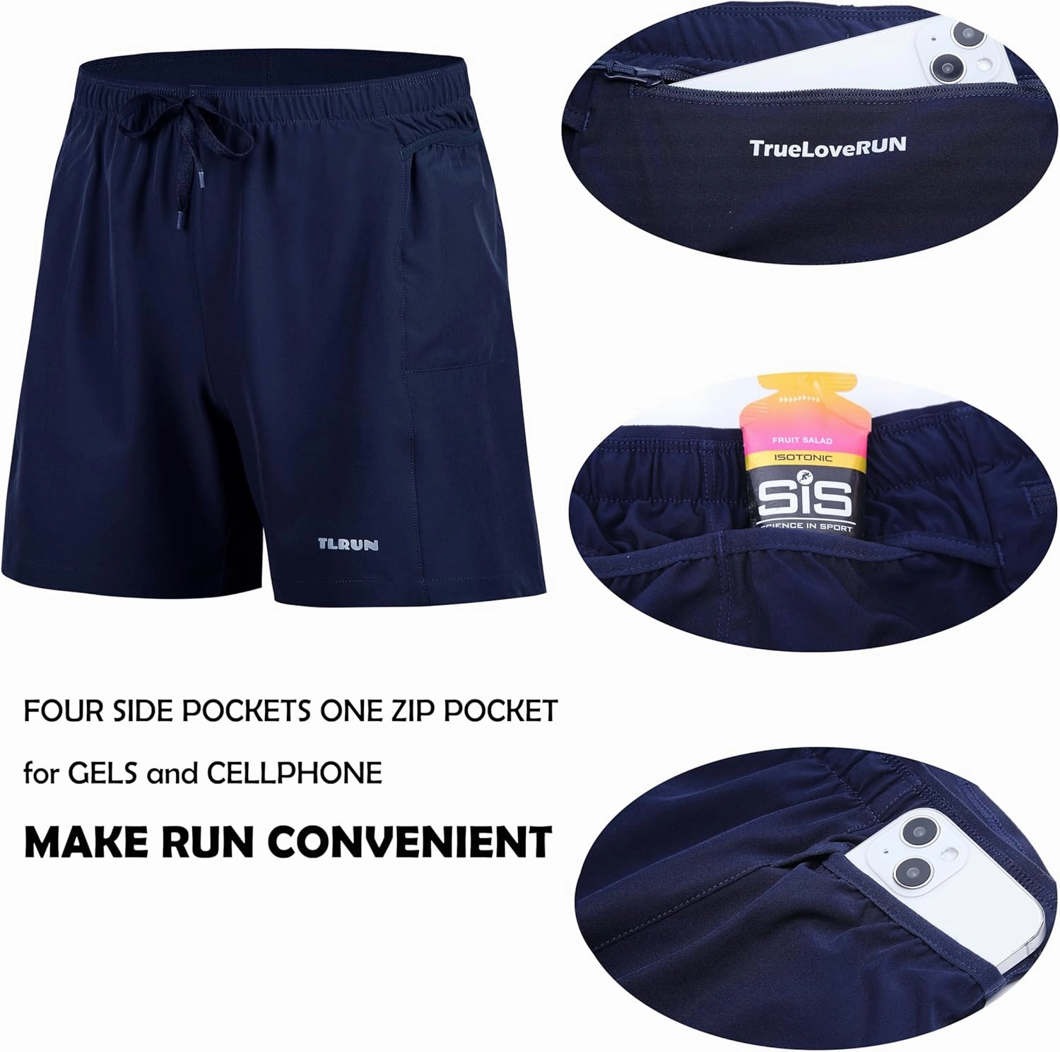 Men's Running Shorts 5 inch Ultra Lightweight with 5 Pockets Quick Dry Marathon Athletic Run Shorts Linerless